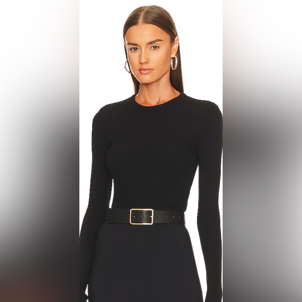 Agolde Alma shrunken black ribbed crew neck top